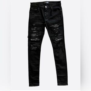 AMIRI Unisex Bandana Thrasher Skinny Jeans Black Size 29